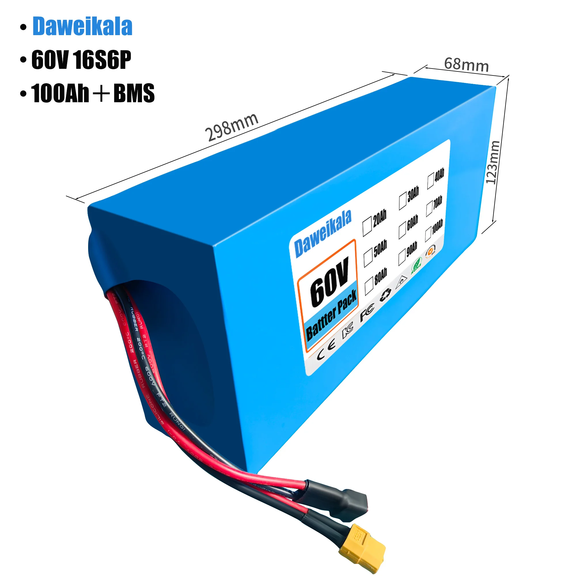 60V 100Ah 16S6P ebike battery  - огляд і ціна 60V 50Ah Electric Scooter Battery