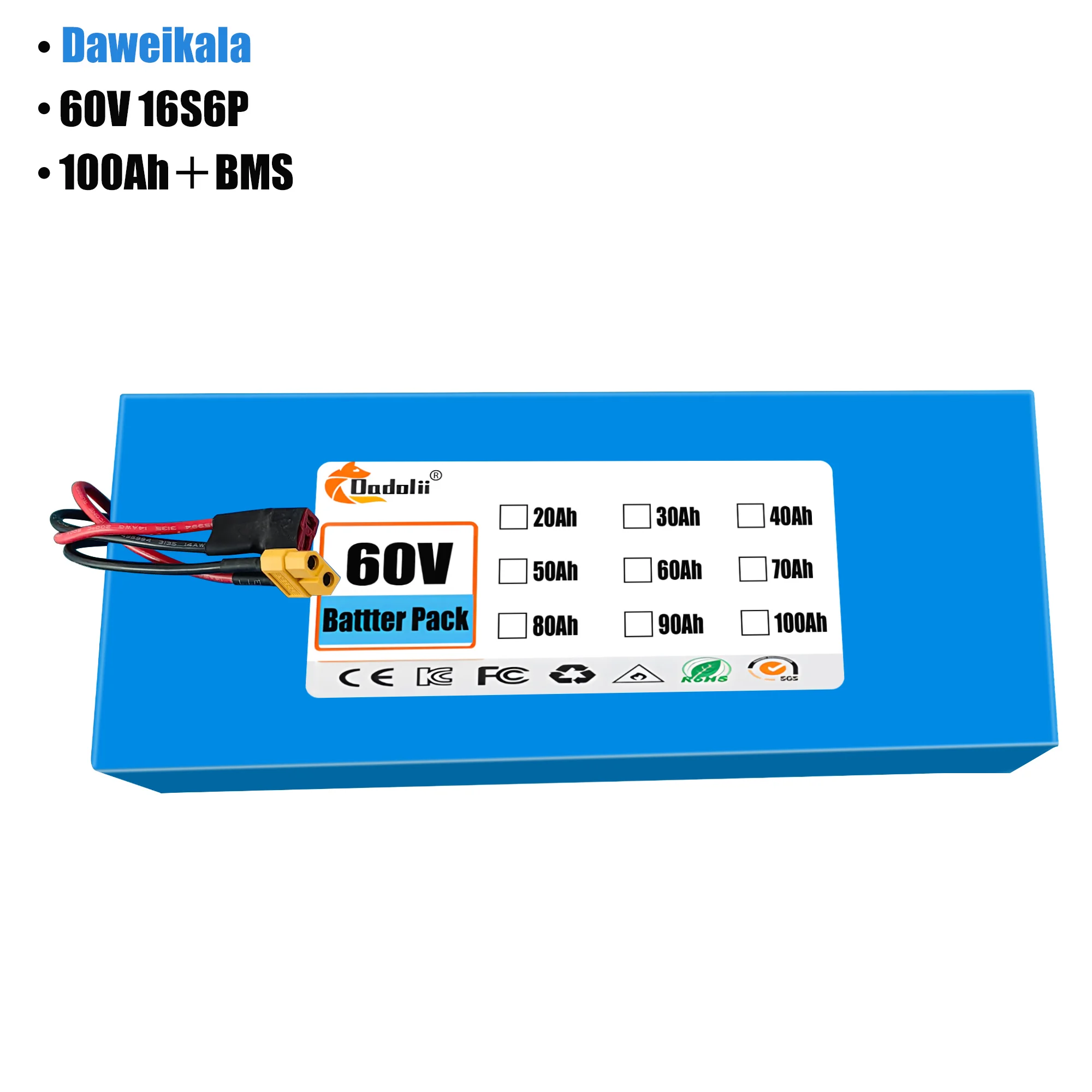 60V 100Ah 16S6P ebike battery  - огляд і ціна 60V 50Ah Electric Scooter Battery