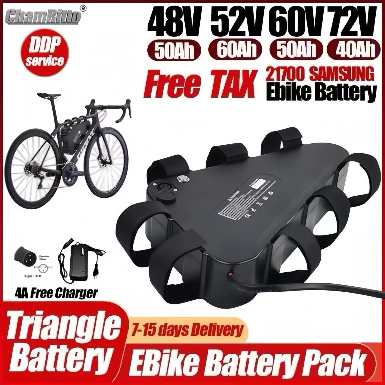 36v 48v 52v 60v 72v Electric B - огляд і ціна 72V 50Ah 21700 Lithium Battery