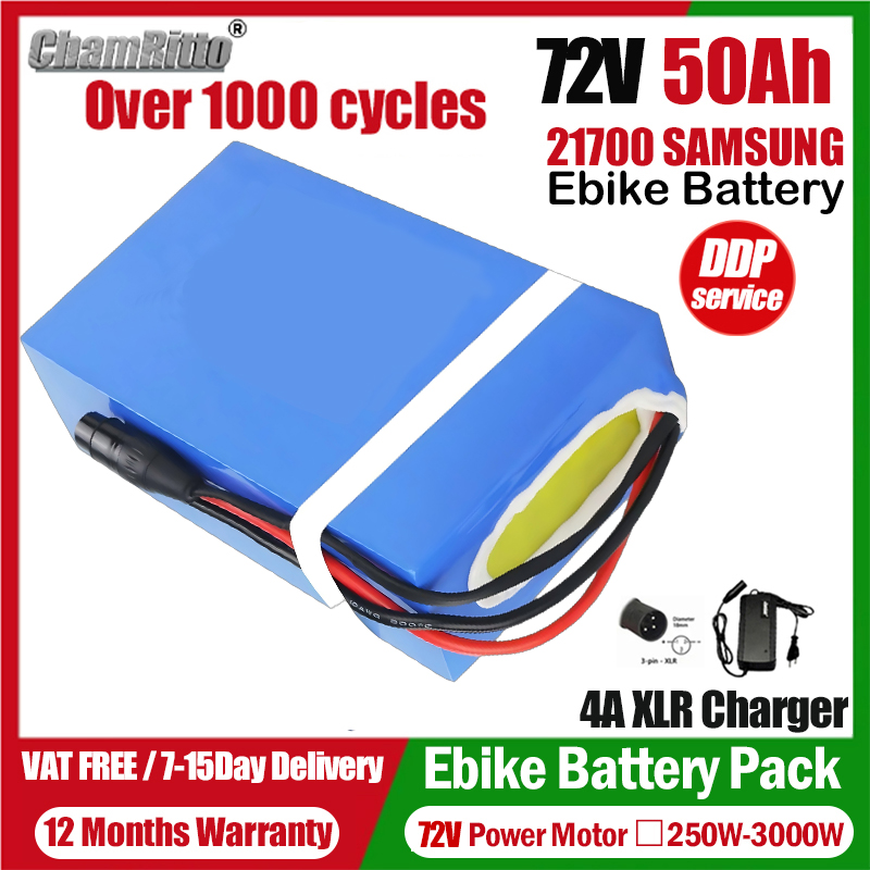 72V Electric Bicycle cham-ride - огляд і ціна 72V 50Ah 21700 Lithium Battery